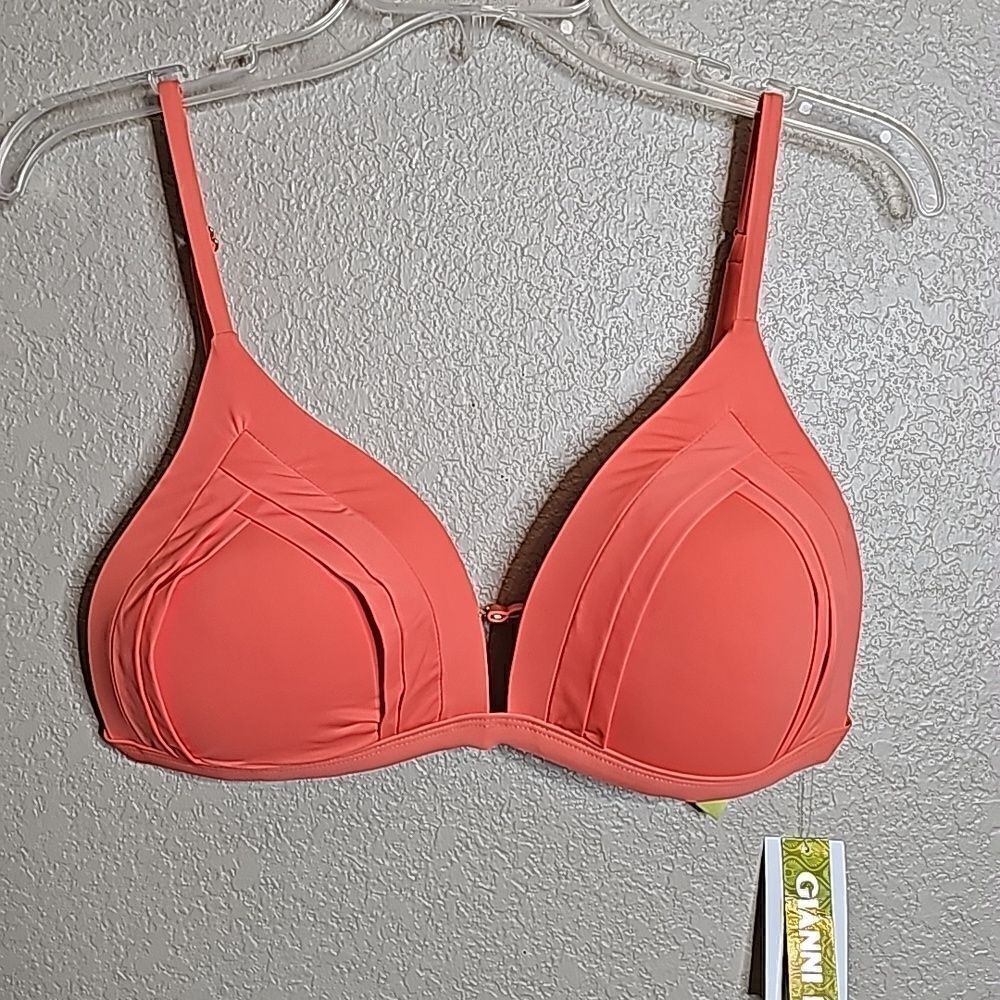 NWT Gianni Bini XL Coral Peach orange Triangle bikini top‎
